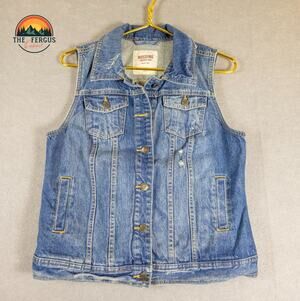 Mossimo Supply Co. Denim Vest Jacket Blue Pockets Women's Large